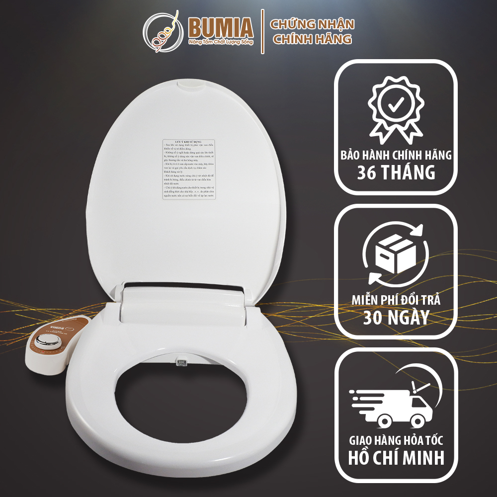 Nắp bồn cầu thông minh dùng cơ, tự rửa vệ sinh hậu môn và vệ sinh cho phụ nữ Bumia bidet, vòi xịt vệ sinh thông minh, mã sản phẩm BM-01V