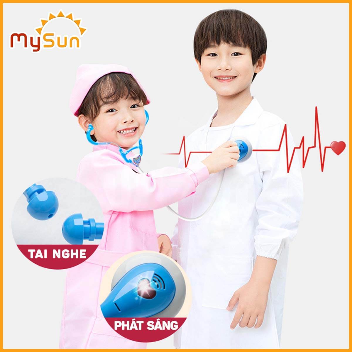 Bộ đồ chơi bác sĩ sỹ cho bé gái trai khám bệnh răng nha khoa cao cấp - Áo bác sĩ y tá hướng nghiệp MySun