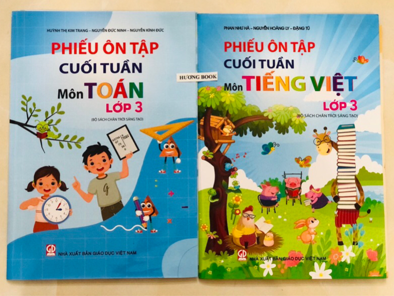 Sách - Combo 2 Cuốn Phiếu ôn tập cuối tuần môn Toán + Tiếng Việt Lớp 3 - Chân Trời Sáng Tạo