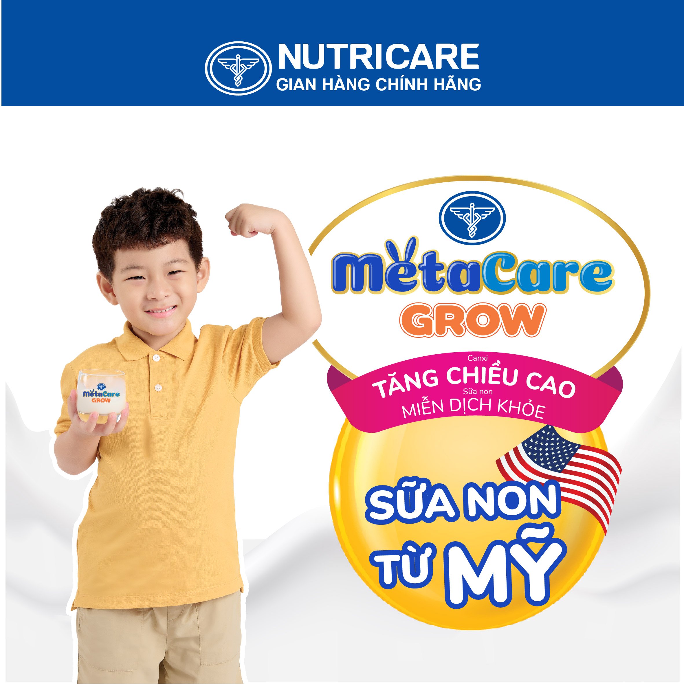 [Tặng 2 lọ yến] Sữa bột Nutricare MetaCare GROW 0+ tăng chiều cao và miễn dịch 850g