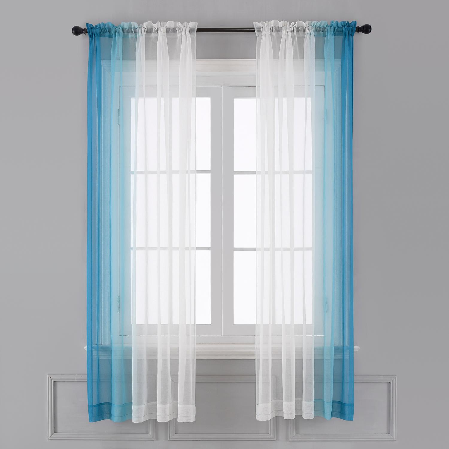 Rèm cửa Ombre Sheer 2 ngăn chất liệu vải voan sang trọng