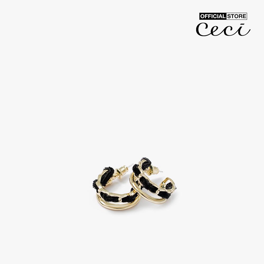 CECI - Khuyên tai nữ khoen tròn xoắn vải dạng hở thời trang CC1-07000101