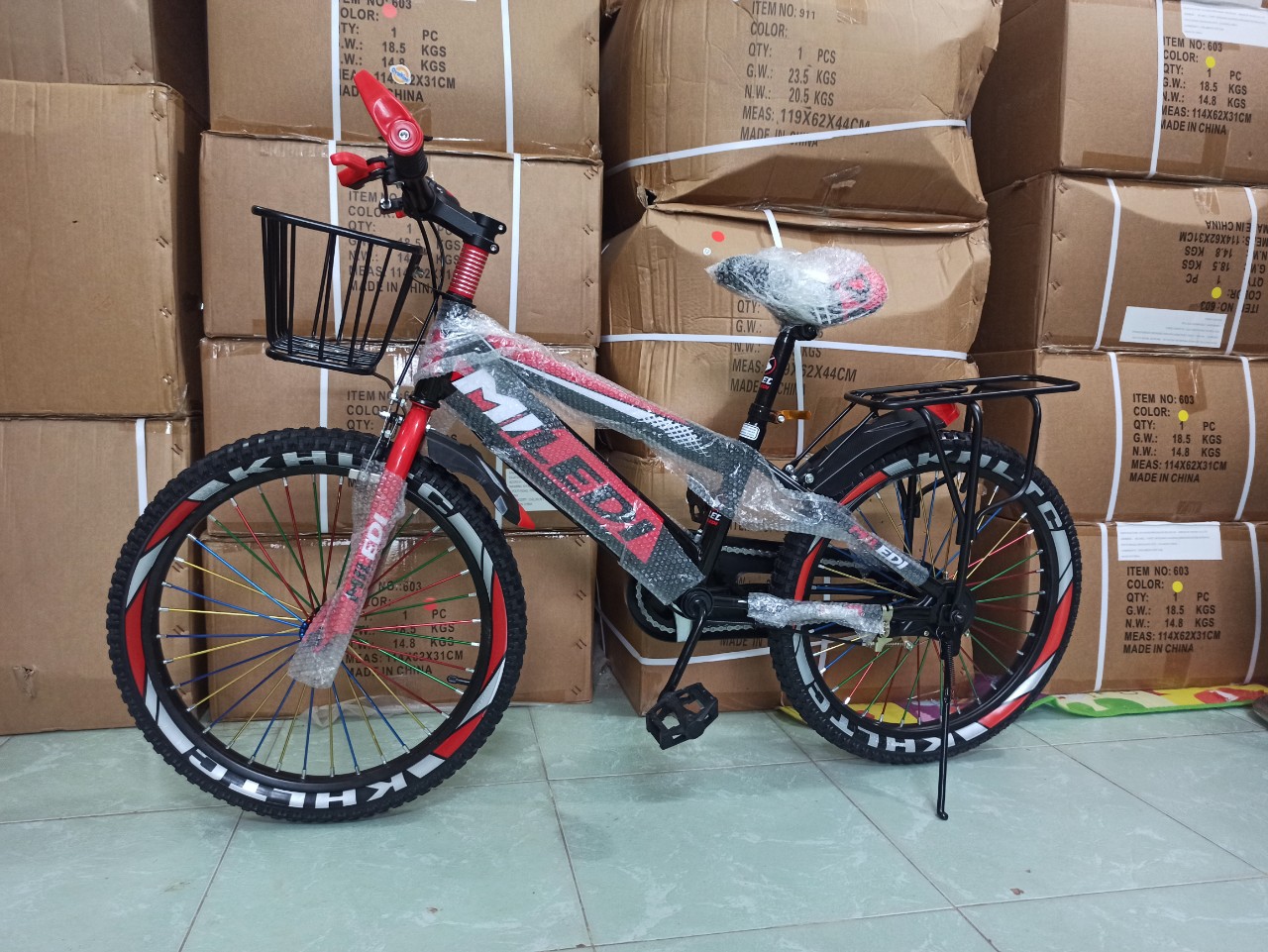 XE ĐẠP THỂ THAO CỠ 20 INCH CHO BÉ TRAI 7-10 TUỔI - tặng kèm giỏ + Gacbaga