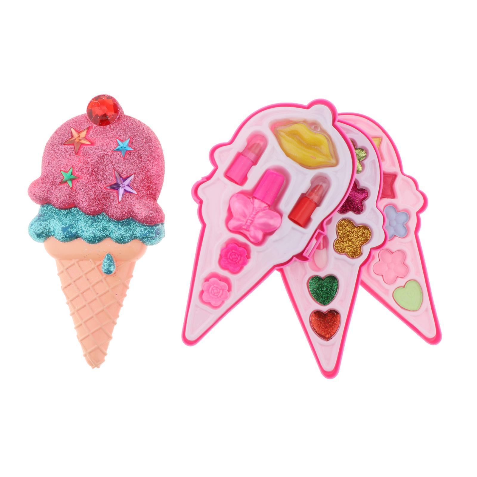 Ice Cream MakeUp Compact Case For Girls Kids Cosmetic Set double deck