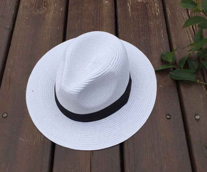 Mũ panama rộng vành cao cấp cho nam, nón phớt cói nam thời trang màu trắng