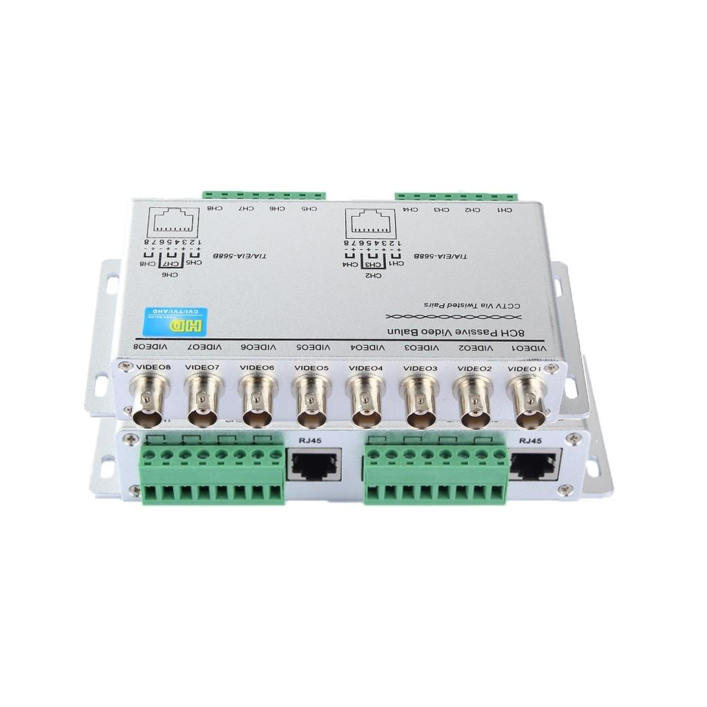 Bộ chuyển đổi cáp đồng trục sang cáp mạng lan rj45 8 kênh