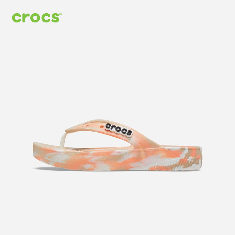 Dép xỏ ngón nữ Crocs FW Classic Flip W Platform Marbled Chai/Mlt - 207824-2ZM