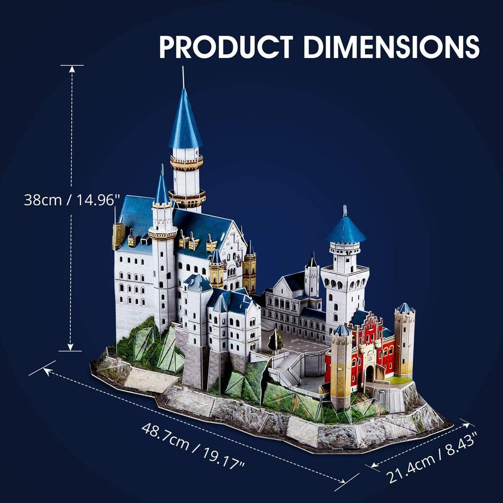 Mô hình giấy 3D - Led lâu đài cổ tích Đức - Neuschwanstein castle (L174h)