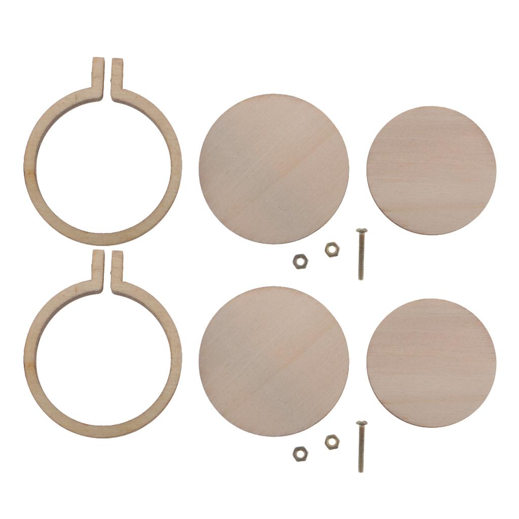 2pcs Mini Wooden Embroidery Hoop Embroidered Frames Ring Pendant Crafts 34mm