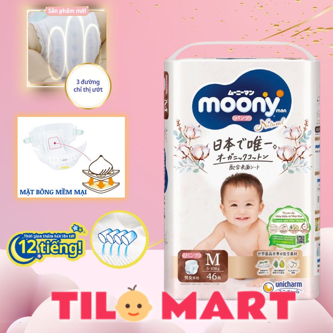 Tã Quần Moony Natural Bông Organic M46 (46 Miếng)