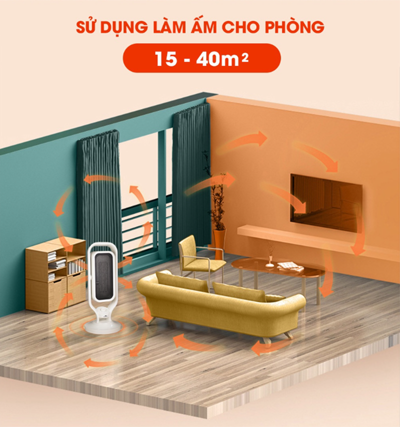 Quạt Sưởi Gốm Ceramic NS06SG, Máy Sưởi, Đèn Sưởi Không Đốt Cháy Oxy, Không Khô Da, Công Suất 2500W Xoay 4 Chiều - Hàng chính hãng