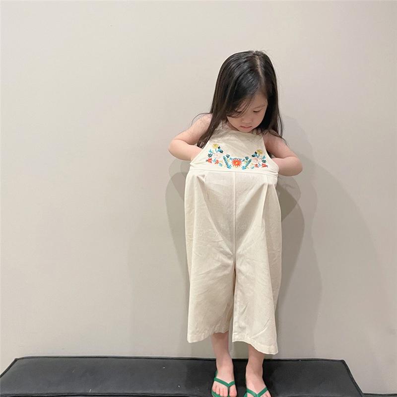 [73:H43] Jumpsuit mùa hè thêu hoa năng động cho bé gái (hàng quảng châu)