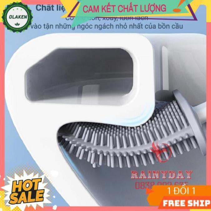 Cây Chổi Cọ Nhà Vệ Sinh ️️ chà rửa vệ sinh bồn cầu toilet brush bằng silicon kèm hộp đựng dán tường