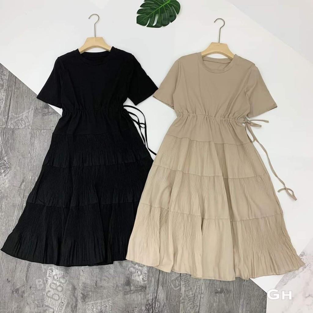 Váy bầu thời trang thiết kế xuông M117 chất Cotton 100% và Đũi voan freesize từ 45 đến 70kg
