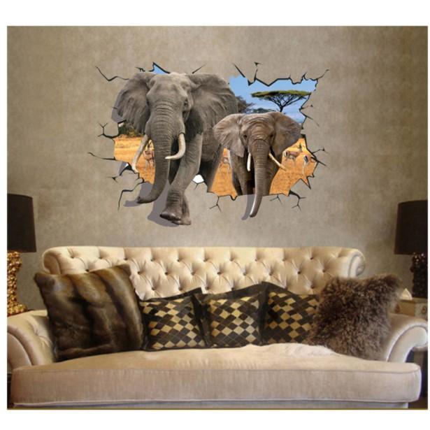 Decal trang trí tường 2 chú voi