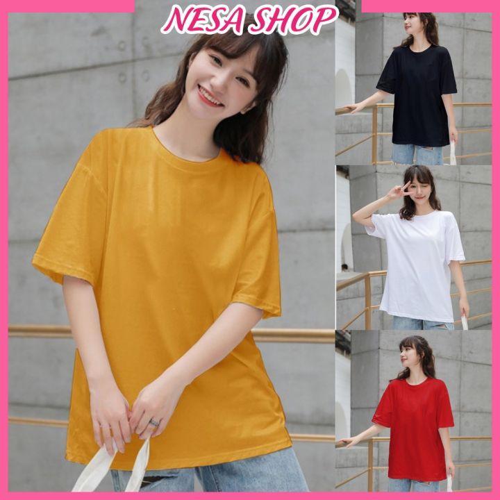 Áo thun trơn nam nữ form rộng, Áo phông tay lỡ, chất liệu thun cotton co giãn, áo unisex đẹp NeSa Shop