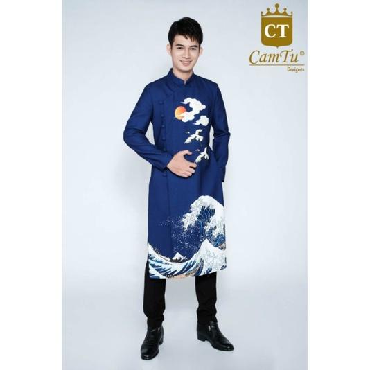 Áo dài nam cao cấp hàng thiết kế đẹp sang chảnh hoa tiết in 3d sắc nét. Áo dài cao cấp giá rẻ ảnh thật 100%