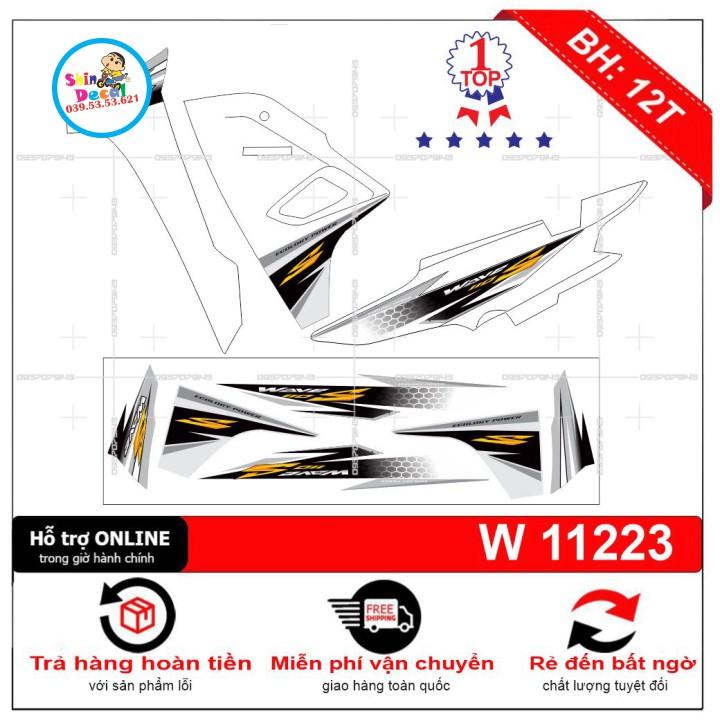 Tem rời wave s110 2017 dán xe trắng
