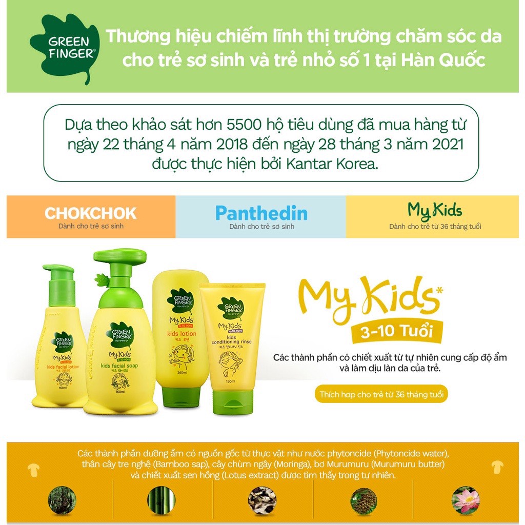 Sữa Tắm Thiên Nhiên Cho Bé Trên 4 Tuổi Greenfinger MyKids Wash 320ml