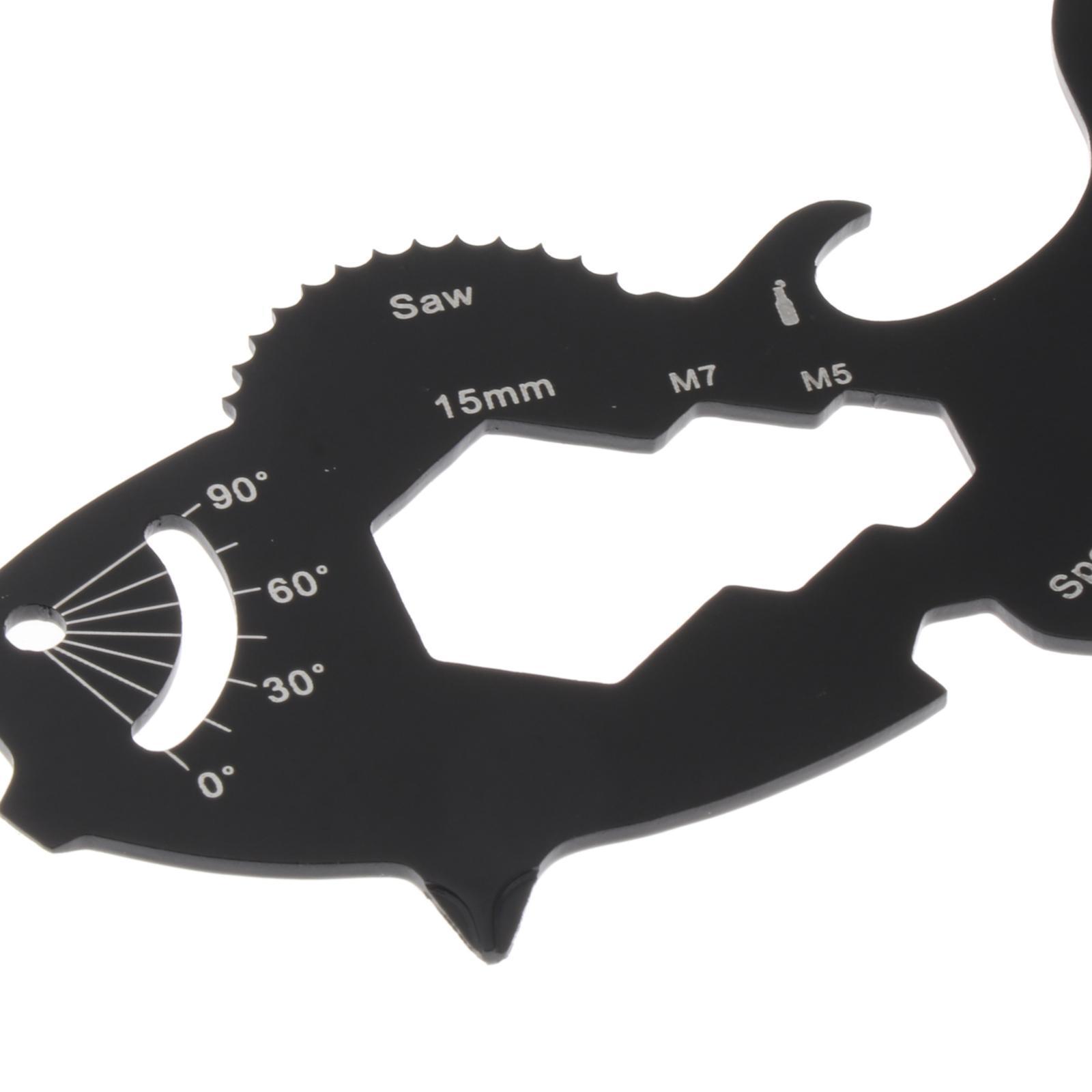 Portable Multitool Card Multi Tool Small 15 in 1 Bottle Opener Wrench Screw Driver Keyring for Survival, Biking, Outdoor Sports, Hiking