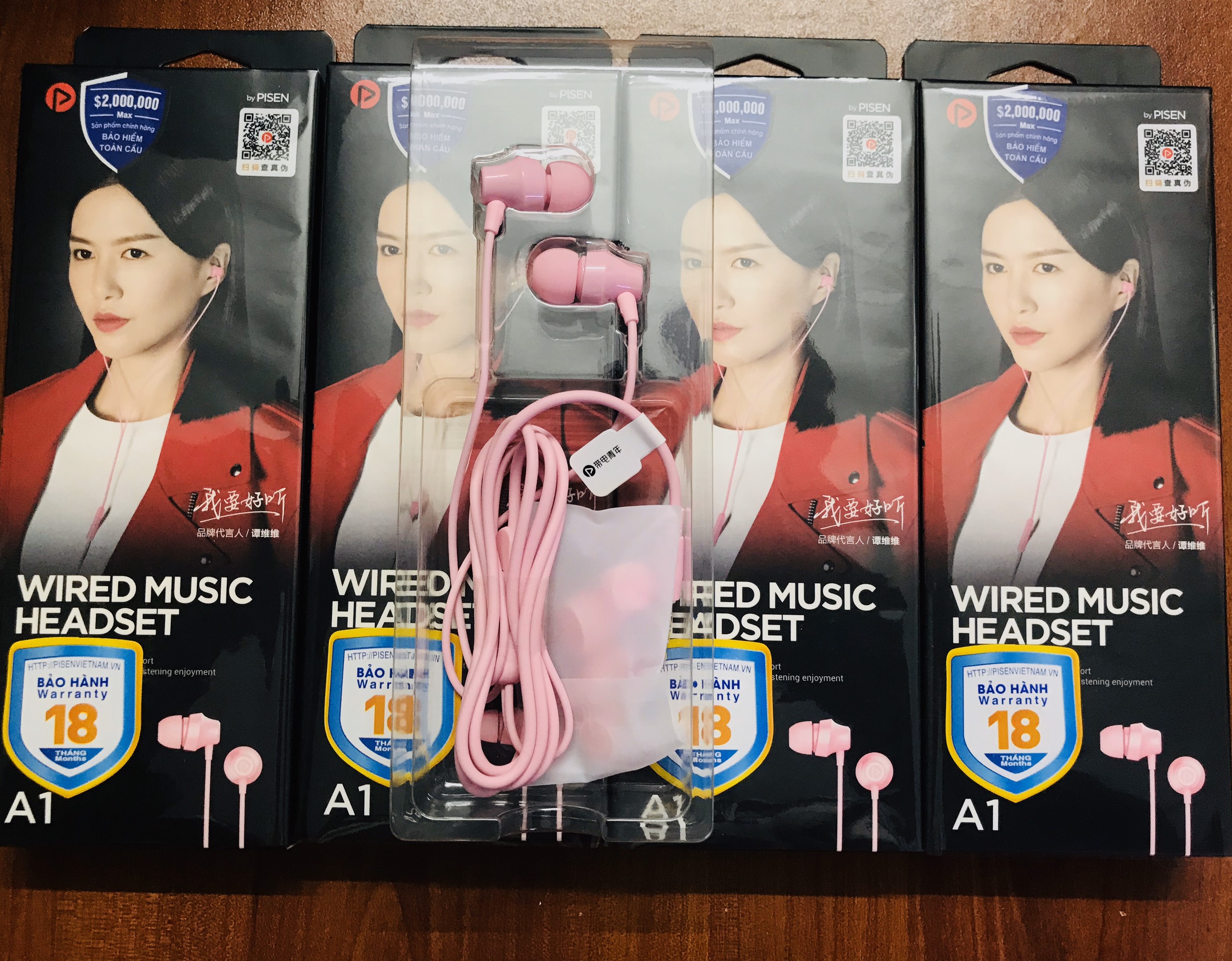 Tai nghe Pisen In - Ear Headphone A1 Hồng _ Hàng chính hãng