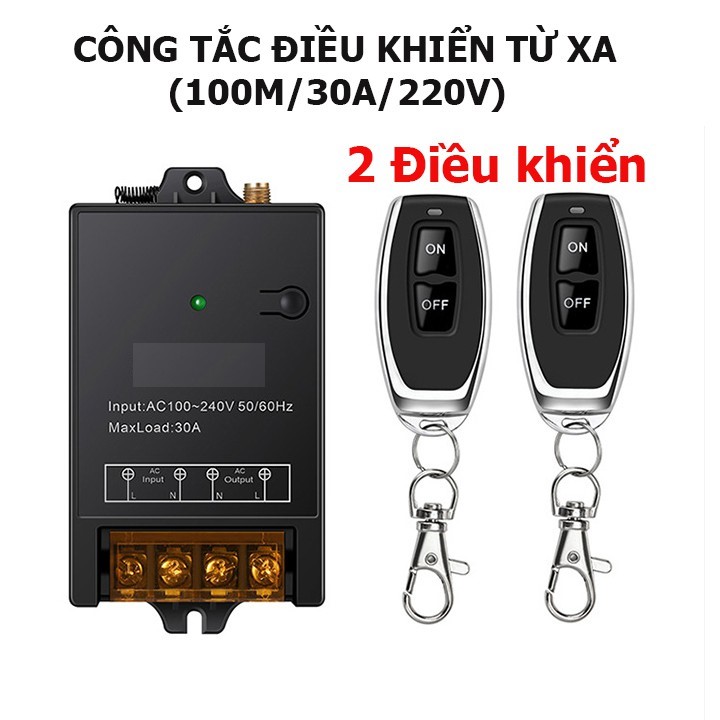 Bộ công tắc điều khiển từ xa công suất lớn 100m/220V/30A có 2 điều khiển