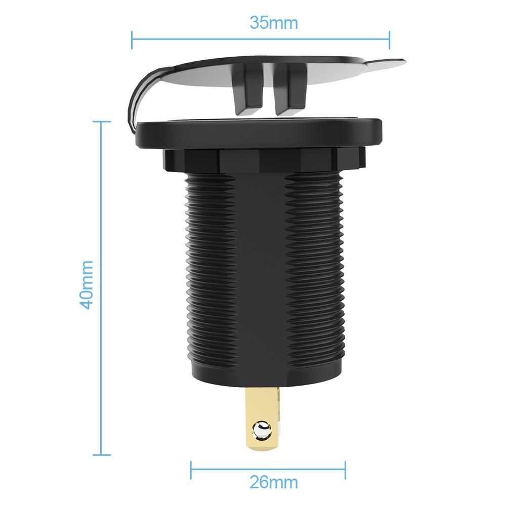 Ổ cắm điện hai cổng USB 12-24V 3.1A thông dụng cho xe hơi xe máy