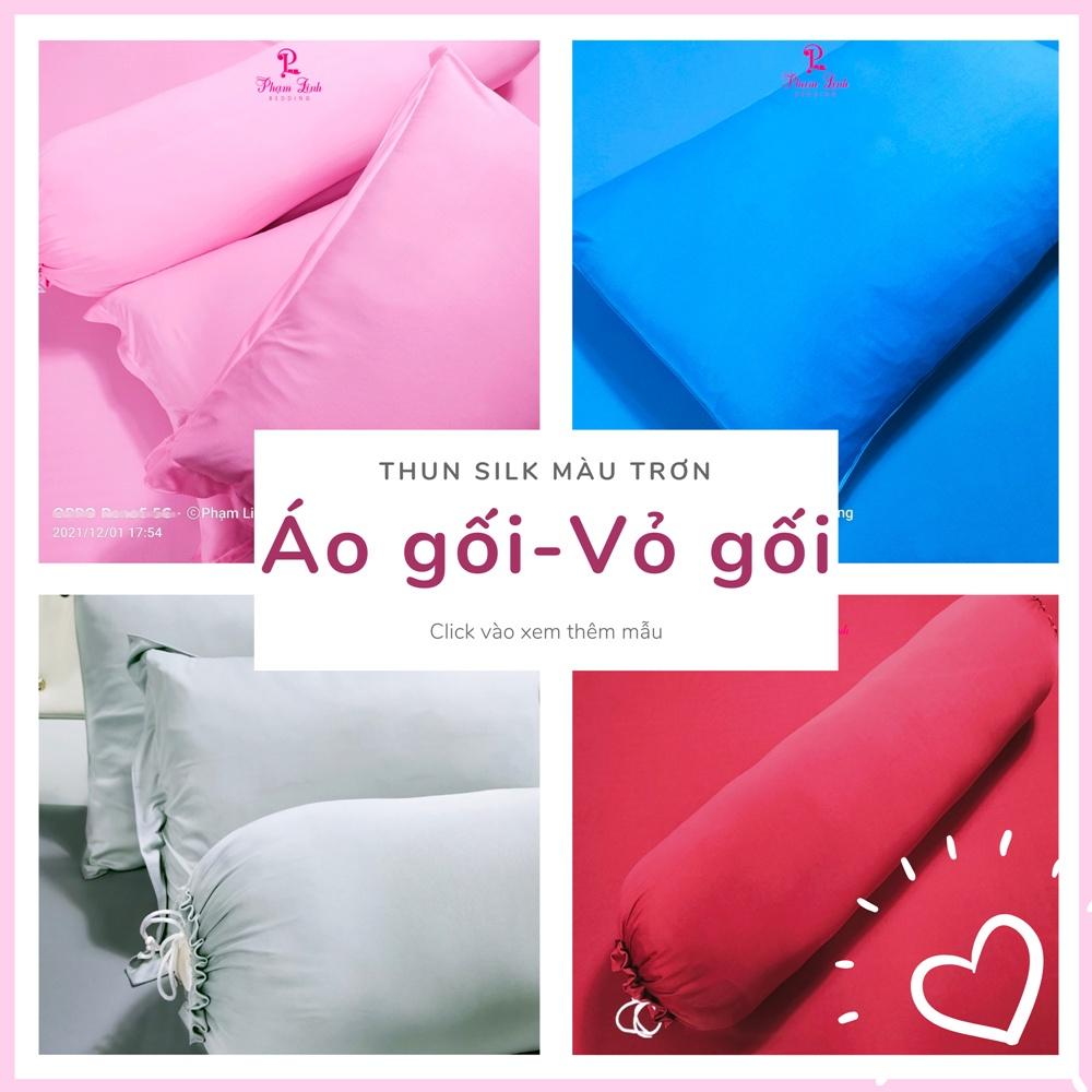 Áo gối-vỏ gối vải thun sợi siu (silk) màu trơn Hàn Quốc áo gối bọc ngoài ruột gối