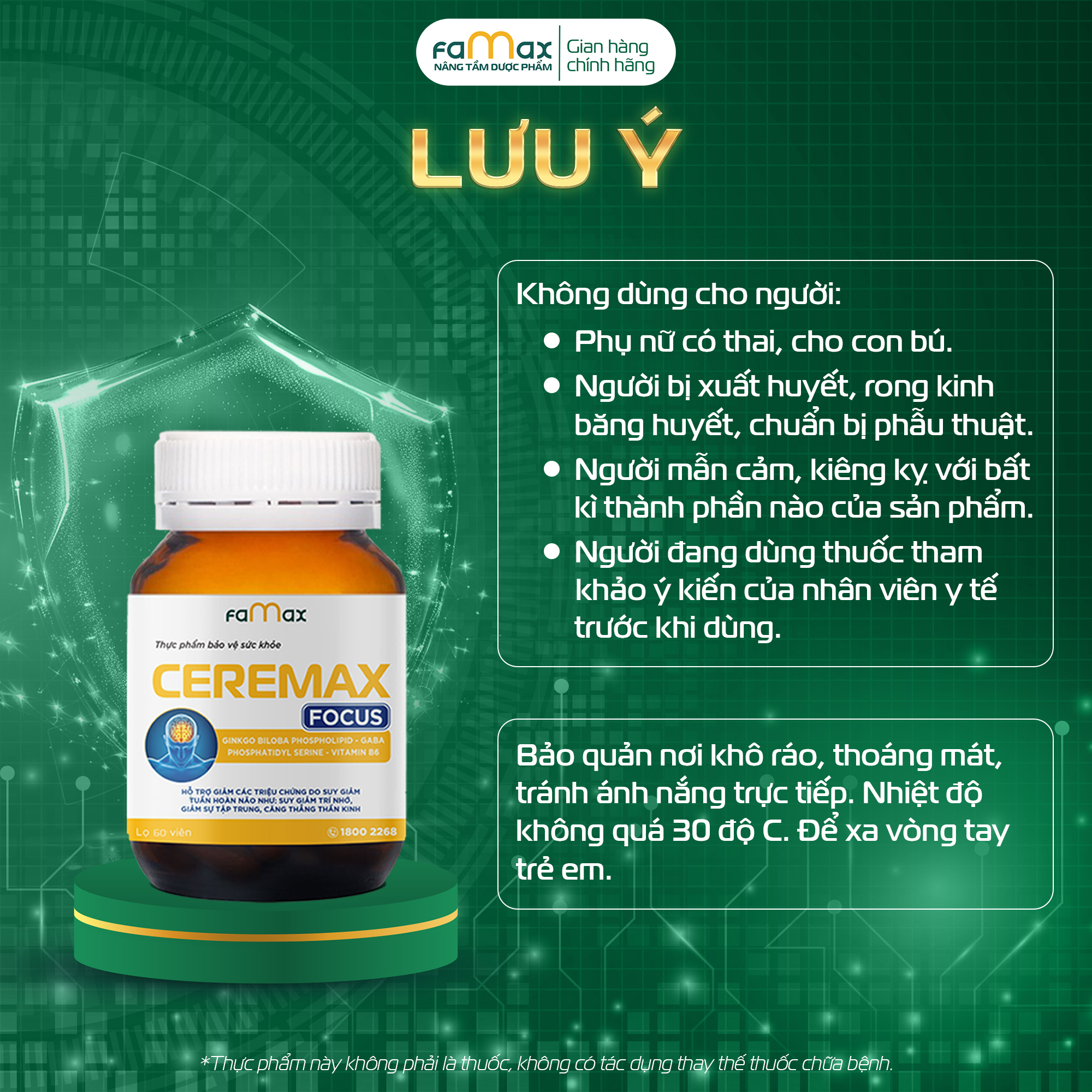 [FAMAX] Hộp 60 viên bổ não, cải thiện trí nhớ Ceremax Focus - Tpbvsk Famax Ceremax