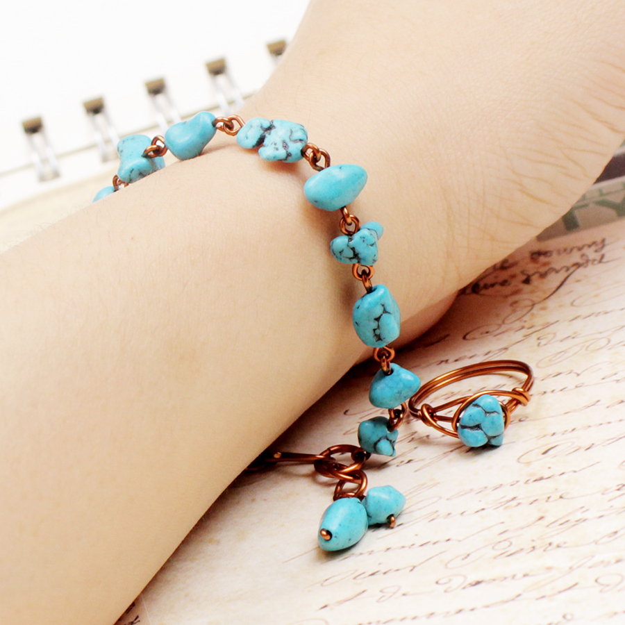 Bộ vòng tay phong thủy đá ngọc lam Turquoise BVTD0002