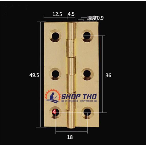 Bản lề lá màu vàng cỡ 2'' loại dày