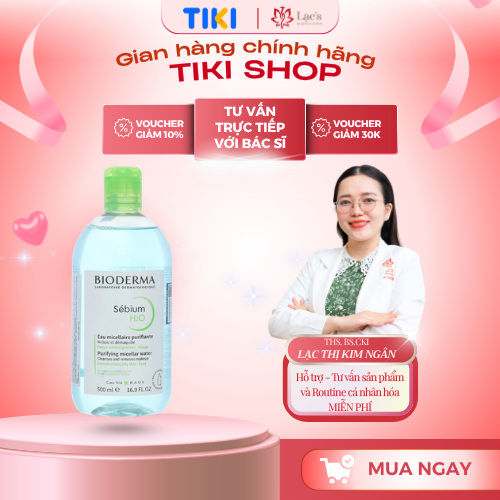 Dung dịch làm sạch và tẩy trang công nghệ Micellar cho da hỗn hợp, da dầu, và da mụn Bioderma Sebium H2O - 500ml