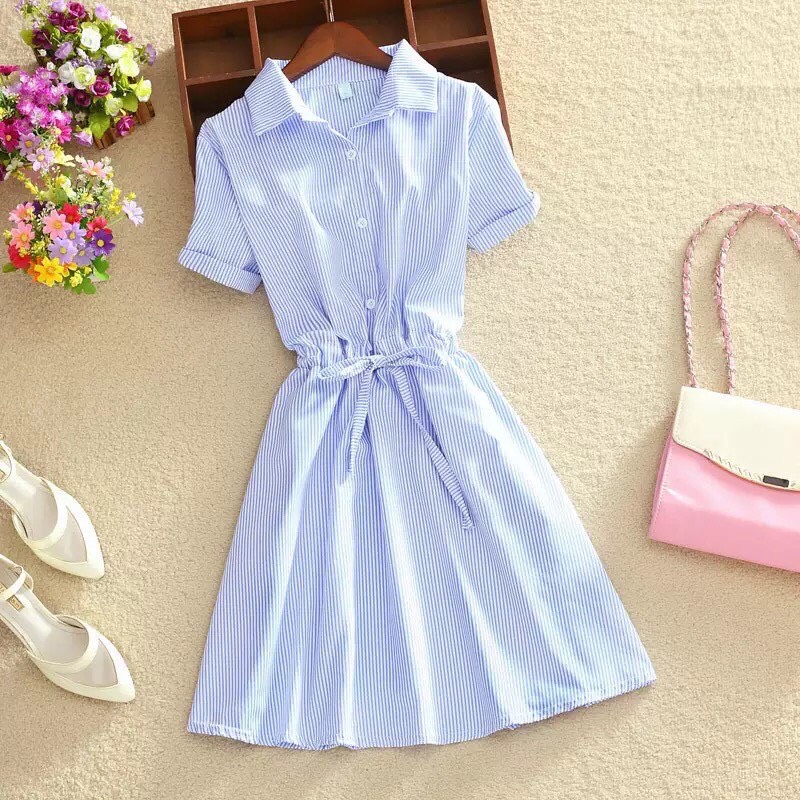 ĐẦM XÒE CỔ SƠ MI THẮT EO