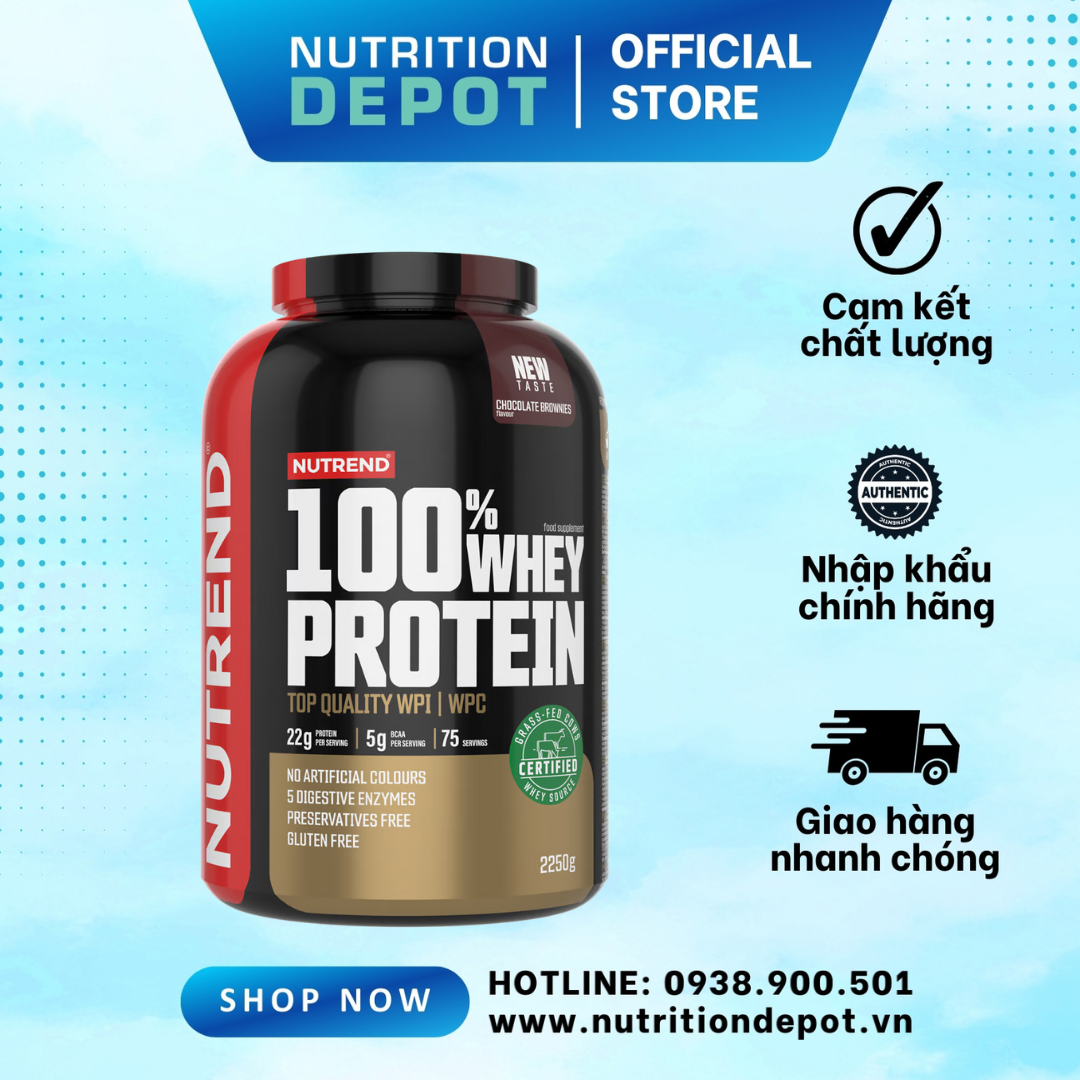 [TẶNG SHAKER] Sữa tăng cơ cho người tập gym (5lbs - 75 servings) – Nutrend 100% Whey Protein (Whey Protein Blend) - Nutrition Depot Vietnam