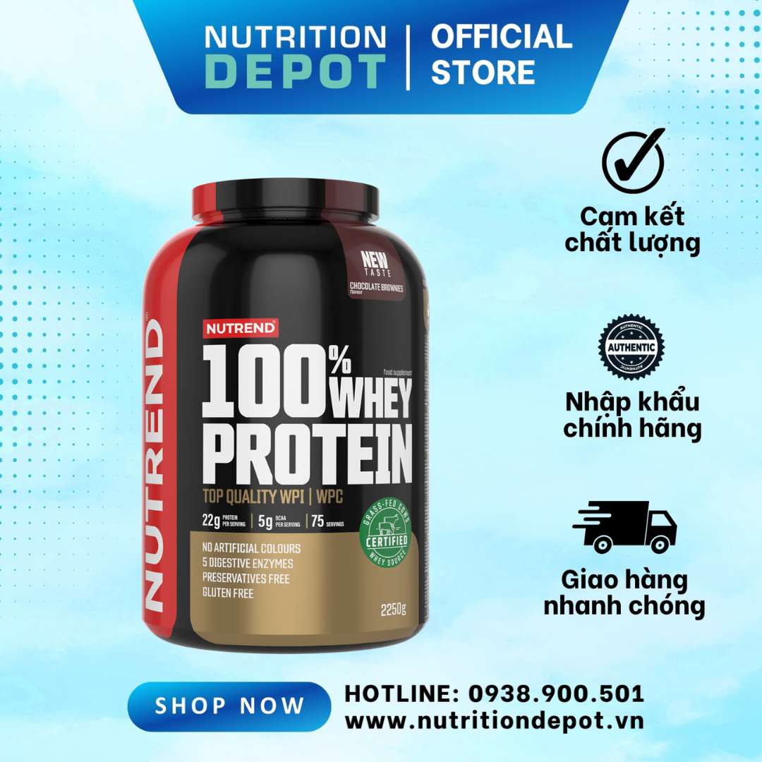 Sữa tăng cơ cho người tập gym (5lbs - 75 servings) – Nutrend 100% Whey Protein (Whey Protein Blend) - Nutrition Depot Vietnam