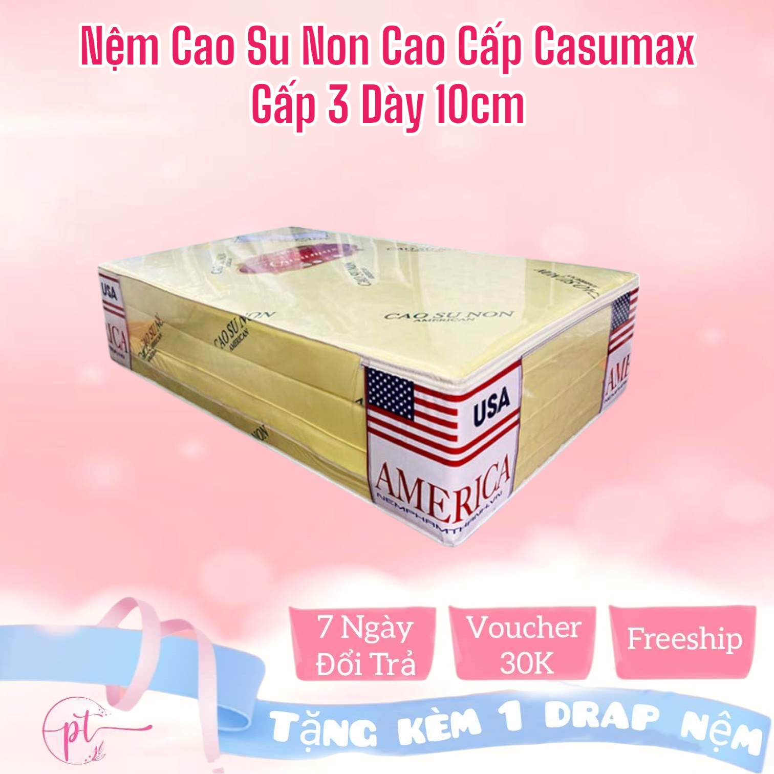 Nệm Cao Su Non Gấp 3 1m6x2mx10cm