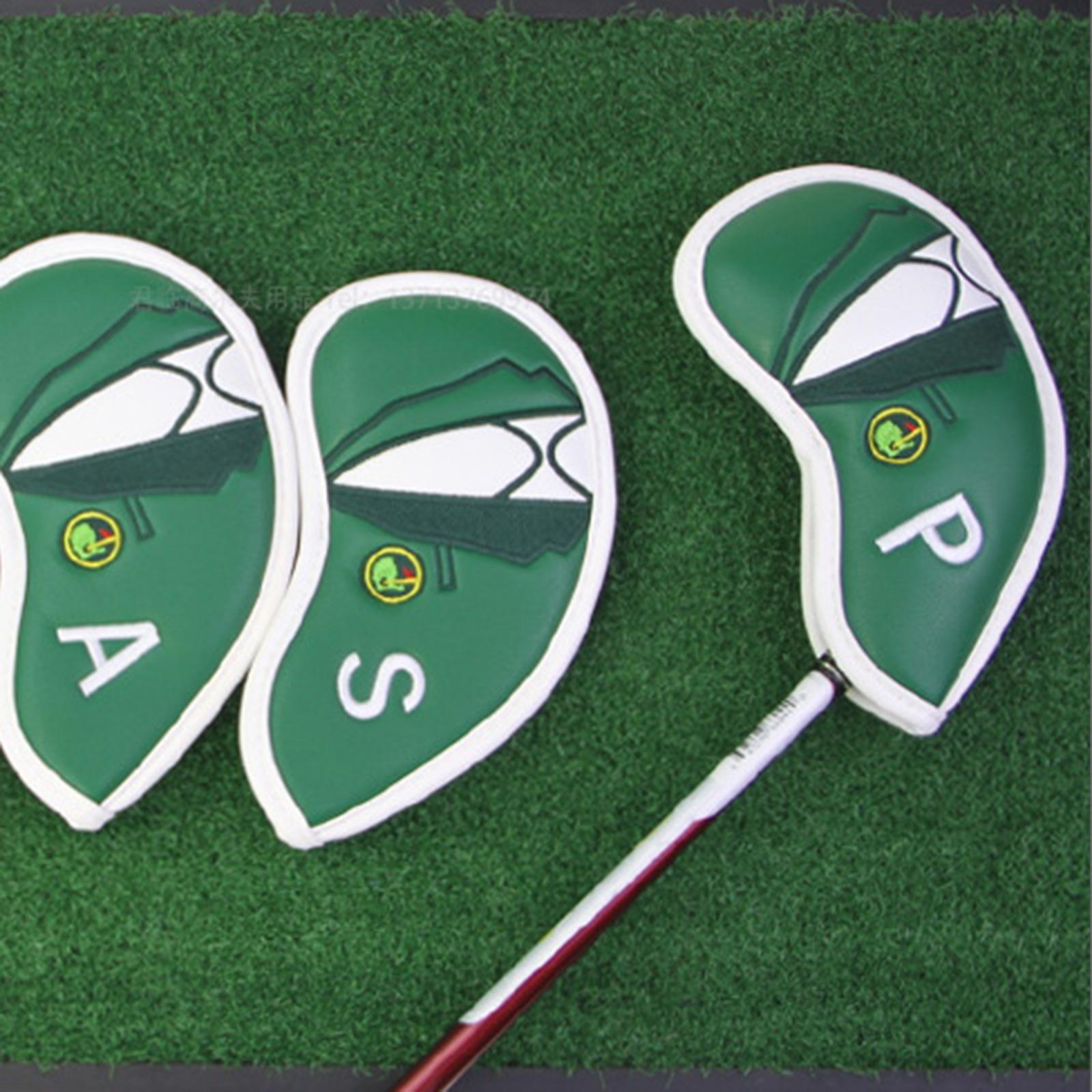 10PCS Golf Iron Covers, Thick PU Leather Golf Club Head Covers Set 4 5 6 7 8 9 P A S X Outdoor Golf Sports Equipments