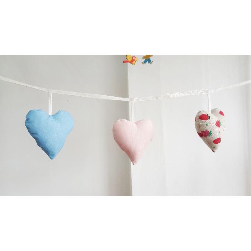 Dây trái tim vải cotton kaki xịn, may đẹp - trang trí, Decor, Sinh nhật, màu xanh hồng dâu
