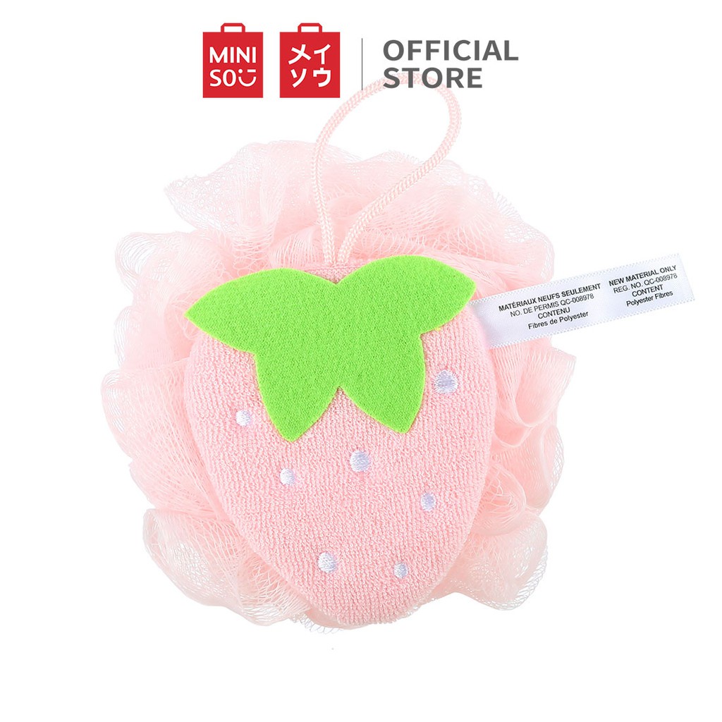 Bông tắm tạo bọt hình trái dâu cute Miniso hàng cao cấp không rát da chính hãng