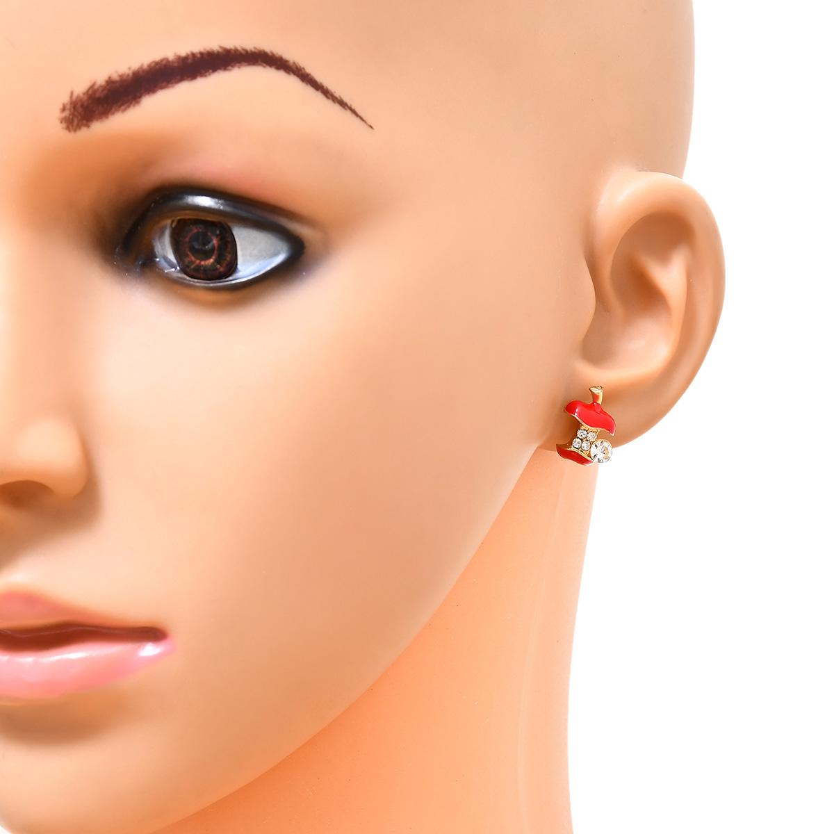 Hoa Tai Hình Quả Táo Đính Đá Lấp Lánh Cho Nữ