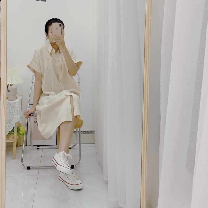 Váy sơ mi xắn tay