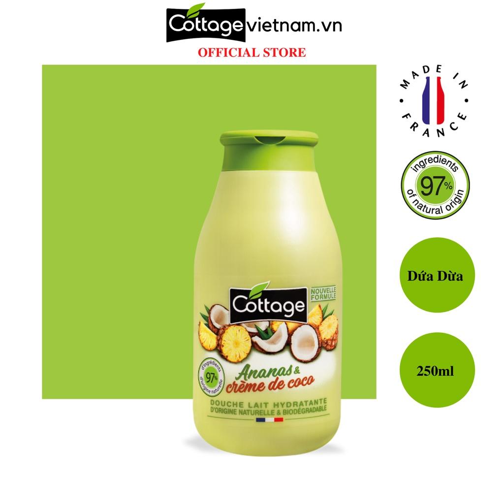 Sữa tắm Cottage của Pháp, dung tích 250ml, Hương Dứa Dừa, phân phối chính hãng