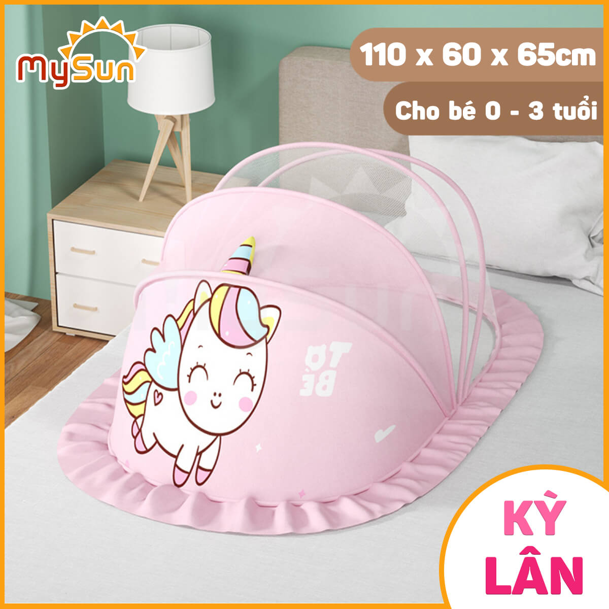 Màn mùng lưới chụp chống muỗi gấp gấp gọn thông minh che chắn cho bé sơ sinh, trẻ em ngủ MySun