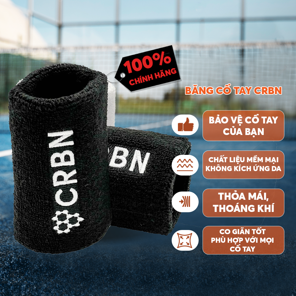 Băng Pickleball Chặn Mồ Hôi CRBN Cao Cấp - Set 2 Cái - Thấm Hút - Chất Liệu Co Giãn Mềm Mại - Thoải Mái & Bền Bỉ