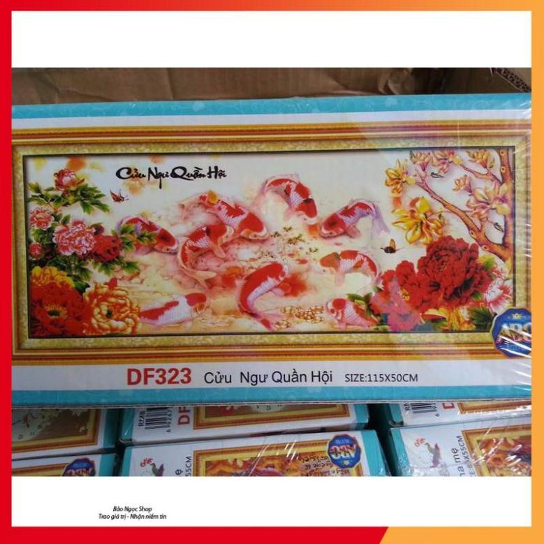 Tranh Đính Đá CÁ CỬU NGƯ QUẦN HỘI
