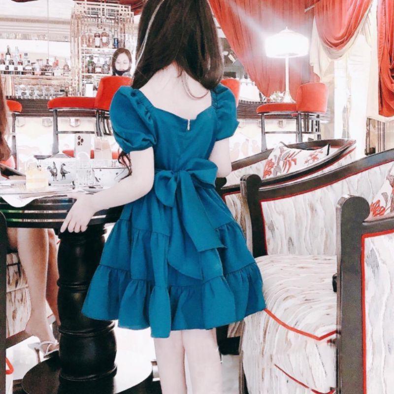 Váy babydoll 3 tầng màu xanh coban cho bé gái VBG