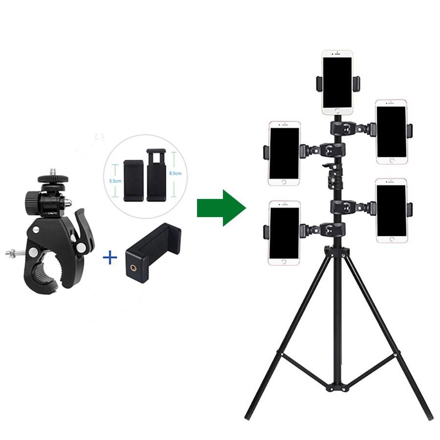 Kẹp Điện Thoại Gắn Vào Tripod, Thân Đèn Livestream