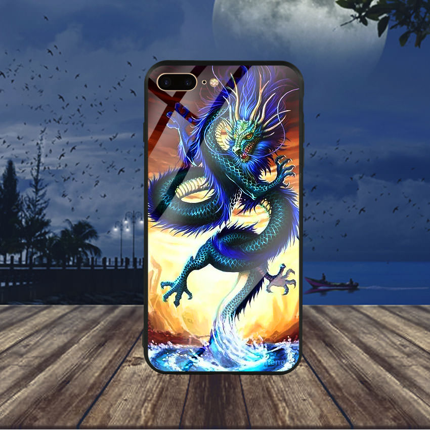 Ốp Lưng Kính Cường Lực cho điện thoại Iphone 7 Plus / 8 Plus - Dragon 08