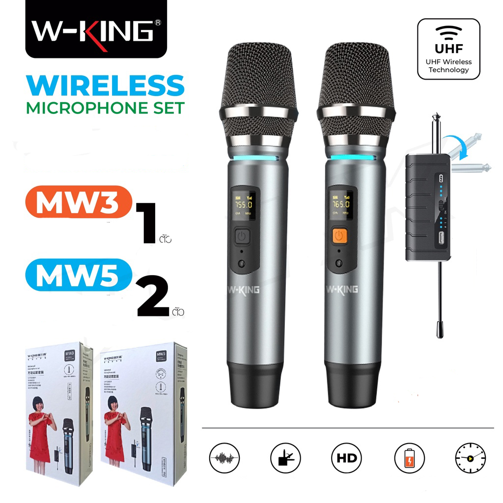 BỘ 2 MIC CẦM TAY KO DÂY CAO CẤP W-KING MW5 (HÀNG CHÍNH HÃNG)