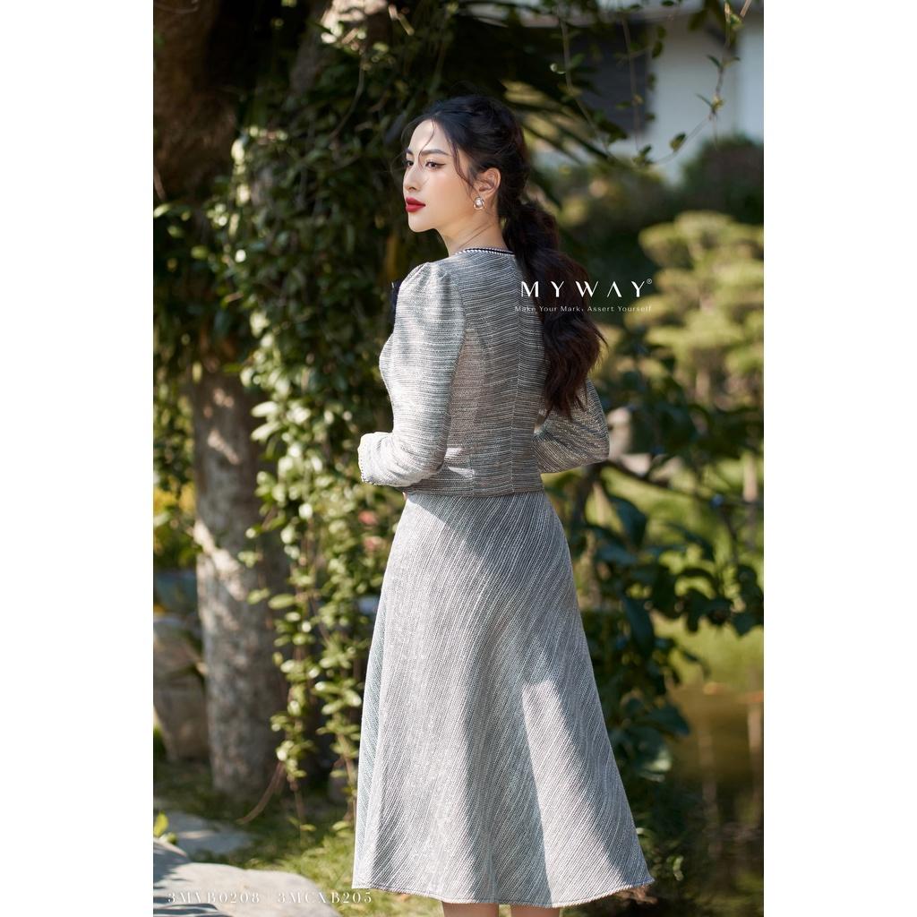 Áo Vest Nữ Dạ Tweed MY WAY Tay Bồng Sang Trọng 3MVB0208 KE3